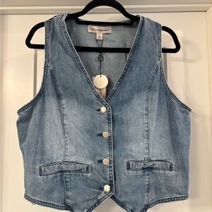 NWT Catherine Malandrino Blue Jean Denim Button Vest - Size Large